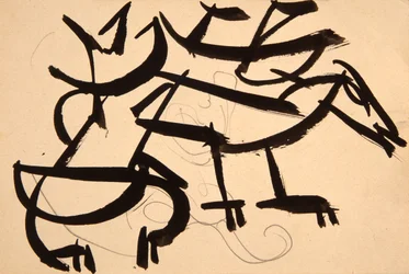 Katze greift Hund an, 1913